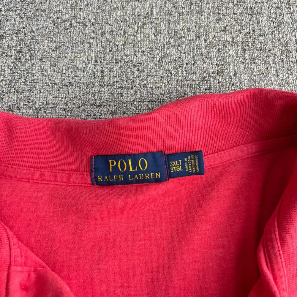 Polo Ralph Lauren Polo Shirt Mens 3XLT Classic Fit Red Short Sleeve Flesh Pony